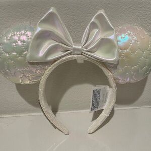 White iridescent bridal Disney ears